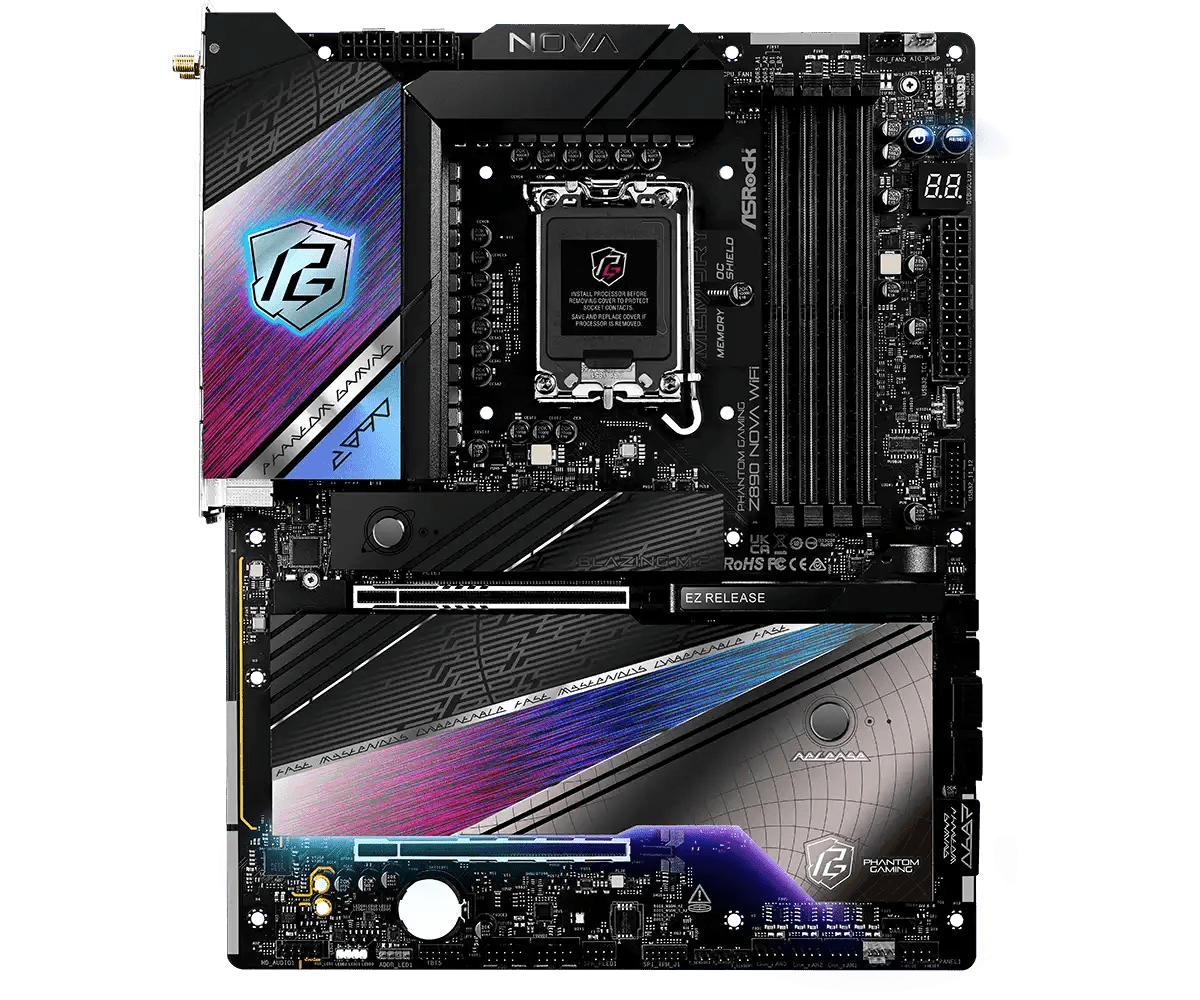 ASRock PHANTOM GAMING Z890 Nova WiFi LGA1851 Socket Gaming Motherboard - Vektra Computers LLC ASRock PHANTOM GAMING Z890 Nova WiFi LGA1851 Socket Gaming Motherboard - Vektra Computers LLC